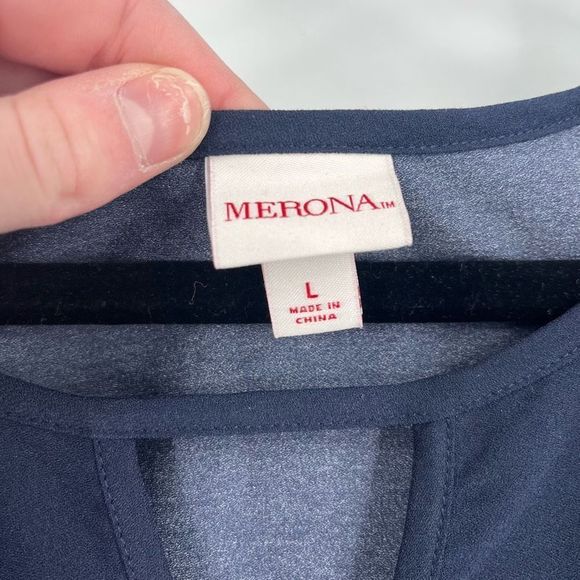 Merona Floral Print Shift Dress Size Navy Blue Casual Large Career - Picture 2 of 6